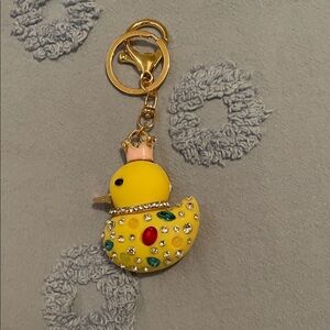 Yellow Duck Keychain with Rhinestones